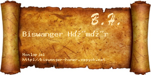 Biswanger Hümér névjegykártya